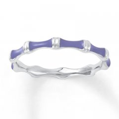 Stackable Ring Purple Enamel Sterling Silver