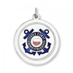 U.S. Coast Guard Charm White Enamel Sterling Silver