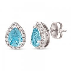 Le Vian Aquamarine & Diamond Earrings 1/4 ct tw 14K Vanilla Gold