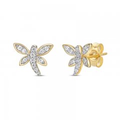 Diamond Dragonfly Earrings 1/10 ct tw 10K Yellow Gold