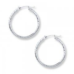 Hoop Earrings 14K White Gold 25mm