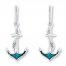 Diamond Anchor Earrings 1/15 ct tw Blue/White Sterling Silver