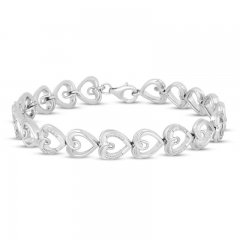 Hallmark Diamonds Heart Bracelet 1/10 ct tw Sterling Silver 7.5"