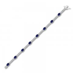 Blue & White Lab-Created Sapphire Bracelet Sterling Silver 7.25"