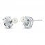 Cultured Pearl & White Lab-Created Sapphire Earrings Sterling Silver