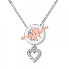 Diamond Heart Necklace 1/20 ct tw Sterling Silver/10K Rose Gold