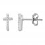 Petite Diamond Cross Earrings 1/20 ct tw 10K White Gold