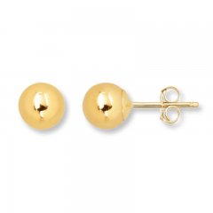 Ball Stud Earrings 6mm 14K Yellow Gold