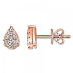 Diamond Teardrop Earrings 3/8 ct tw Round-cut 10K Rose Gold