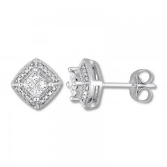 Diamond Earrings 1/4 ct tw Princess-cut 10K White Gold