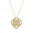 Diamond Knit Clover Necklace 1/3 ct tw Round/Baguette 10K Yellow Gold 18"