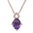 Amethyst Necklace with Diamonds 10K Rose Gold