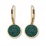 Lab-Created Emerald Disc Earrings Pave-set 10K Yellow Gold