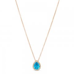 Le Vian Blue Topaz & Diamond Necklace 1/8 ct tw 14K Strawberry Gold 18"