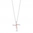 Hallmark Diamonds Cross Necklace 1/6 ct tw Sterling Silver/10K Rose Gold