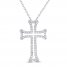 Diamond Cross Necklace 1/4 ct tw Round-cut Sterling Silver