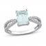 Aquamarine Engagement Ring 1/5 ct tw Diamonds 14K White Gold