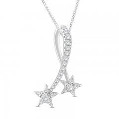 Diamond Star Necklace 1/5 ct tw Round-Cut Sterling Silver 19"