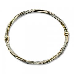 Italian Twisted Glitter Bangle 14K Yellow Gold