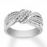 Diamond Ring 1/2 ct tw Round/Baguette 10K White Gold