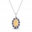 Blue & White Lab-Created sapphire Mary Necklace Sterling Silver/10K Yellow Gold 18"