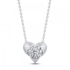 Diamond Heart Necklace 1/4 ct tw 10K White Gold 18"