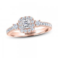 THE LEO Diamond Engagement Ring 3/4 ct tw Princess/Round 14K Rose Gold