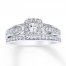 Bridal Set 5/8 ct tw Diamonds 14K White Gold