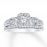 Bridal Set 5/8 ct tw Diamonds 14K White Gold