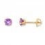 Children's Earrings Lavender Cubic Zirconia 14K Yellow Gold