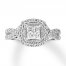 Diamond Engagement Ring 7/8 ct tw Princess/Round 14K White Gold