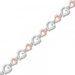 Diamond Heart Bracelet 1/10 ct tw Sterling Silver/10K Rose Gold