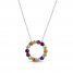 Multi-Gemstone Circle Necklace Sterling Silver 18"