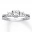 Diamond Engagement Ring 1 ct tw Princess/Round 14K White Gold