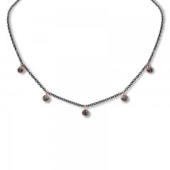 Black Diamond Necklace 1/6 ct tw Stainless Steel/10K Rose Gold