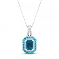 Topaz & Diamond Necklace 1/15 ct tw 10K White Gold 18"