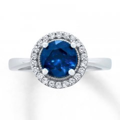 Blue & White Lab-Created Sapphire Ring Sterling Silver