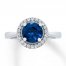 Blue & White Lab-Created Sapphire Ring Sterling Silver