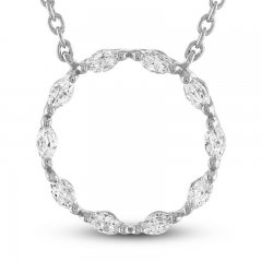 Diamond Circle Necklace 1/2 ct tw Marquise-cut 10K White Gold 18"