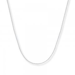 Cable Chain Necklace 14K White Gold 24" Length