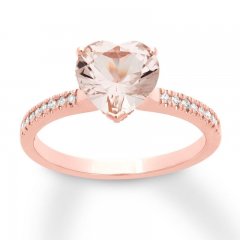 Morganite Engagement Ring 1/8 ct tw Diamonds 14K Rose Gold