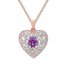 Amethyst Heart Necklace 1/6 ct tw Diamonds 10K Rose Gold