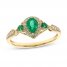 Emerald Ring 1/6 ct tw Diamonds 10K Yellow Gold