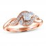 Adrianna Papell Diamond Engagement Ring 1/2 ct tw Round/Pear 14K Rose Gold