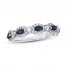 Blue Sapphire Anniversary Ring 1/3 ct tw Diamonds 10K White Gold