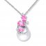 Cultured Pearl Necklace Pink Sapphires/Diamonds 10K White Gold