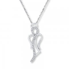 Angel Necklace Diamond Accents Sterling Silver