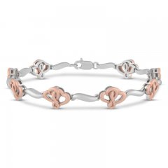 Joining Hearts Bracelet 10K Rose Gold/Sterling Silver 7.25"