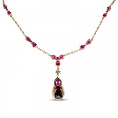 Le Vian Chocolatier Quartz/Sapphire Necklace 1 ct tw Diamonds 14K Strawberry Gold