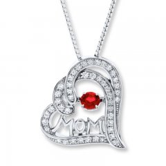 Unstoppable Love Mom Necklace Lab-Created Ruby Sterling Silver